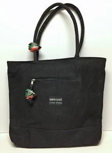 Sun 'N' Sand Beach Tote Bag - Zippered Top/Pockets - Black w/ FISH Accesories - Picture 1 of 5