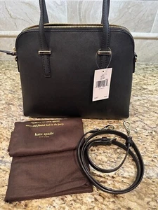 NWT Kate Spade Maise Medium Dome Leather Satchel Bag $298 Black Original Pack - Picture 1 of 4