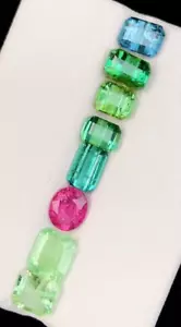 5.72 Carat Multi Color Faceted Tourmaline From Afghanistan - Picture 1 of 5