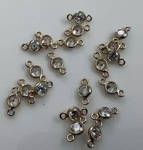 5 Stck. - 3 mm Klar CZ Einfassung Verbinder Gelbgold gefüllt 14K (P43) - Bild 1 von 8