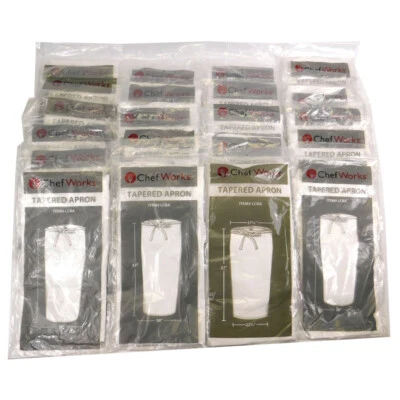 (Lot 23) NEW Chef Works LCBA Tapered White Apron 65/35 Poly/Cotton No Pockets - Image 1 of 3