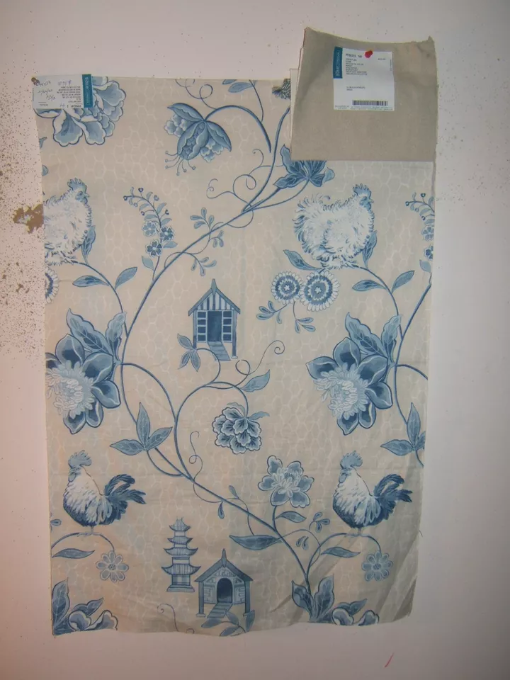 Lee Jofa GP & J Baker Bantam Toile Oriental Farm Life Remnant Color Blue