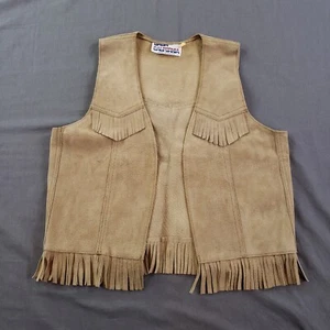 Baja California Leather Vest Womens L Brown Suede Fringe Western Rockbilly VTG - Picture 1 of 8