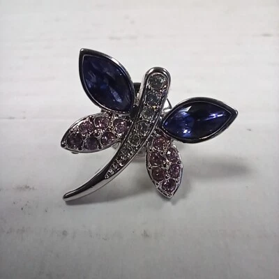 Broche insignia prendedor de cristal púrpura/rosa libélula de Swarovski Foto 1 de 3