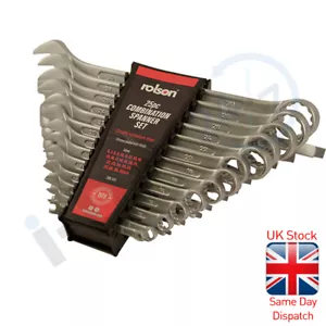 Rolson 25pc Combination Spanner Wrench Set on Rack CrV Steel 6-32mm of DIN Spec - Picture 1 of 1