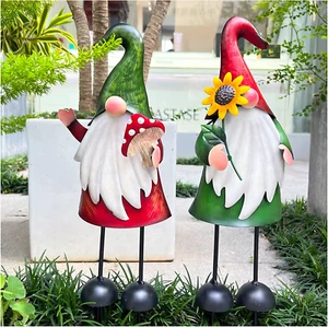 Garden Gnome Statue Outdoor Metal Gnome Yard Art 18 Inch Gnome Figurine Decorati - Picture 1 of 9