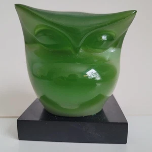 Vintage Wony Italy Faux Jade Lucite Owl Statue Figurine Paperweight Description! - Picture 1 of 14
