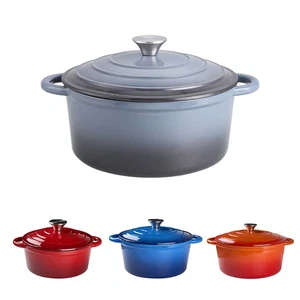 Round Cast Iron Dutch Oven Non Stick Pot With Lid And Double-Eared 260°C/500℉ - Picture 1 of 140