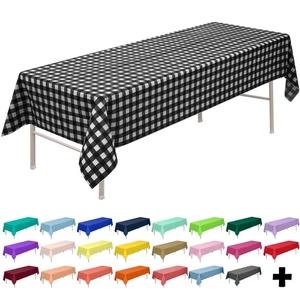 Black Gingham Disposable Tablecloths 54x108 Inches 3 Pack - Picture 1 of 7