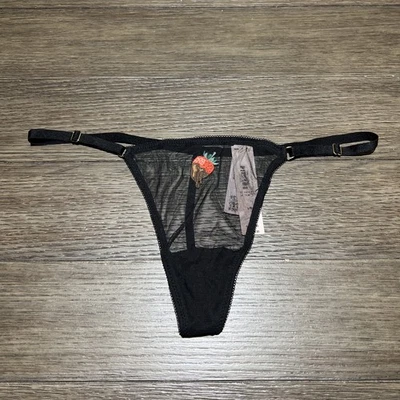 Victoria's Secret Panty Pierna Alta Malla Negra Tanga en V Grande Lados Ajustables Foto 1 de 4