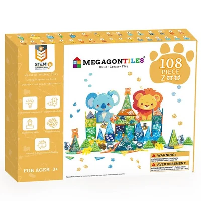 Magnetic Zoo Animals Building Tiles Set for Kids Age 3-8 - STEM Learning Toys - Image 1 of 4