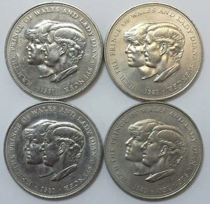 4 x Großbritannien 1981 25p Crown Charles & Diana Hochzeit Queen Elizabeth II Münzen - Bild 1 von 3