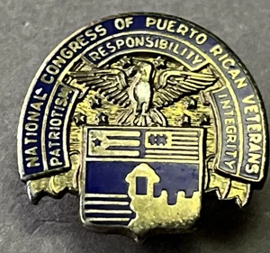 Vintage Nationalkongress puertoricanischer Veteranen Emaille & Metall Brosche Anstecknadel - Bild 1 von 10