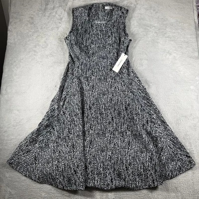 Calvin Klein Dress Womens 14 Black Flare Flowy Pockets Cocktail Career Office - Image 1 of 4