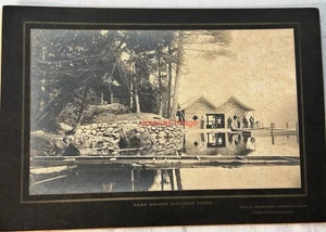 Antique Cabinet Photo Dr. Myers Boat House Lake George Sagamore by J. A Thatcher - Picture 1 of 5