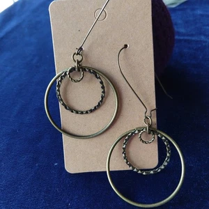 Konzentrische Kreise Ohrhänger Messing Creolen Haken Mode Modeschmuck - Bild 1 von 9