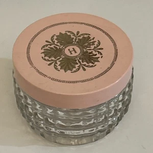 Chantilly Hand Body Cream Hobnail Jar (Empty) By Houbigant Pink Lid Rare Vintage - Picture 1 of 4