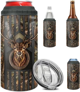 Bicchiere Caccia Cervo 4 in 1 Lattina Raffreddatore Cacciatore Regali per Uomo Cacciatori Inox St - Foto 1 di 12