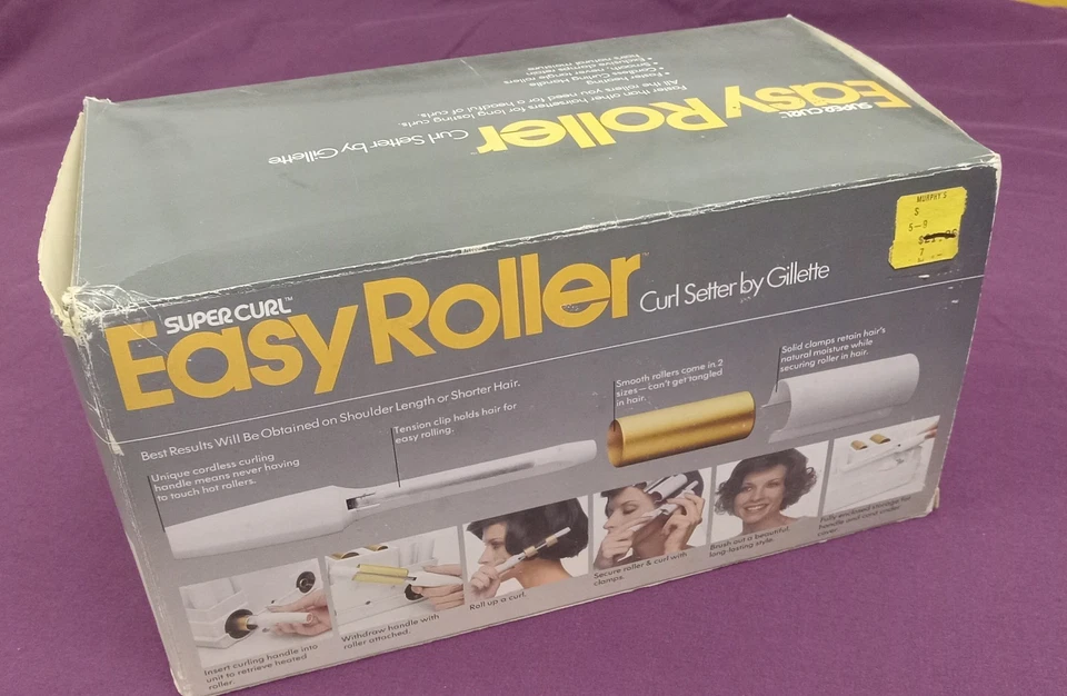 Gillette Super Curl Easy Roller Curlers Vintage Case Clips Hot Rollers - Image 1 of 4