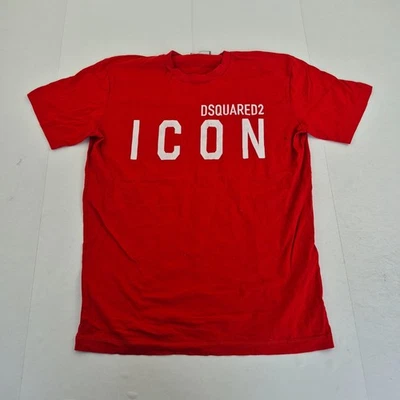 Camiseta DSQUARED2 roja mediana para hombre ICON cuello redondo estampado... - Imagen 1 de 4