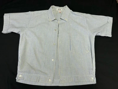 Vintage Youth Sized Boys Shirt Jac Blue Seersucker Stripes Sz 16 - Image 1 of 4