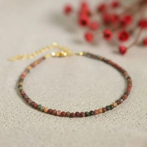 Pulsera de cristal Reiki curativo con cuentas de jaspe Red Creek natural Picasso de 2 mm regalo - Imagen 1 de 4