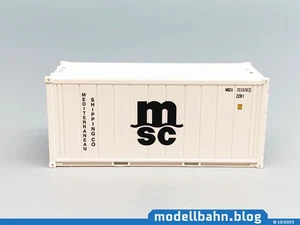 Weißer 20ft Kühlcontainer "MEDITERRANEAN SHIPPING COMPANY (MSC)" in 1:87 (H0) - Picture 1 of 6