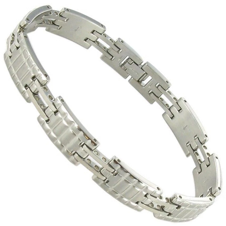 Rochet Mens Bracelet Roma Stainless Steel Ridged Chain Link 8 5/8"
