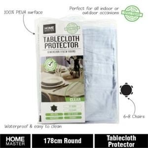 Round Clear Plastic Tablecloth Protector PVC Clear Dining Picnic Cover 178cm - Picture 1 of 2