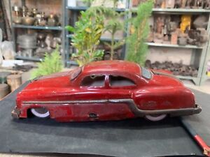 Vintage Old Red Tin Toy Car 1954 Pontiac Minister Deluxe Friction Toy Car