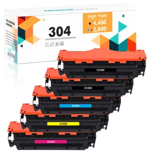5PK Toner Cartridge Color Set For HP CC530A - CC533A 304A LaserJet CM2320 CP2025 - Picture 1 of 9