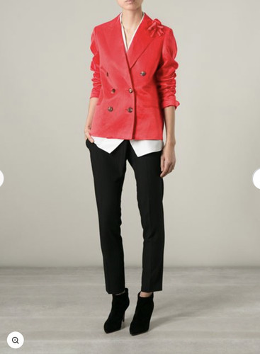 Giacca blazer LANVIN seta con rosetta FR 36 US 4 rosso $3090 Gucci nuova con etichette