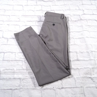 Haggar Straight Fit Gray Flat Front Polyester Stretch Mens Dress Pants 34x32 - Image 1 of 4