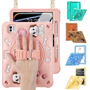 Stoßfeste Silikonhülle mit Handschlaufe Ständer Cartoon für iPad Pro 11" M4 2024 - Bild 1 von 57