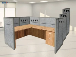 GOF 1P Office Workstation Cubicle (Walnut, 5.5'D x 6.5'W x 4', 5',6' H) - Picture 1 of 22