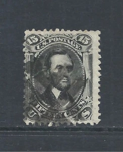UNITED STATES SCOTT 77 USED FINE - 1866 15c BLACK ISSUE - ABRAHAM LINCOLN - Picture 1 of 2