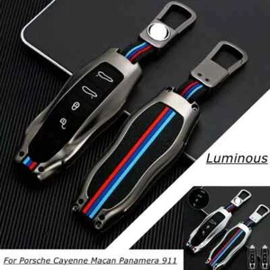 Luminous Metal Car Key Fob Case Cover For Porsche Cayenne Macan Panamera 911 - Picture 1 of 14