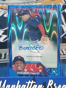 🔥 ⚾ 2023 Topps Chrome Update Enmanuel Valdez RC /150 Blue Wave Refractor Auto🔥 - Picture 1 of 2