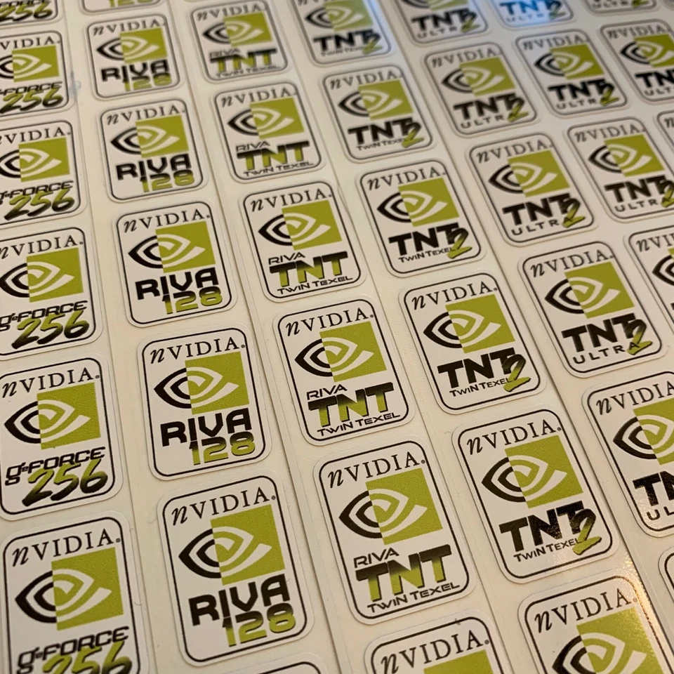 Adesivo NVidia TNT2 RIVA Geforce 2 3 Ti4200 256 vintage retrò custodia PC badge RTX - Immagine 1 di 1