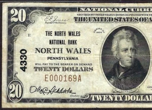 PA 1929 $20 ❀❀ GALLES DEL NORD, PENNSYLVANIA ❀❀ PMG MOLTO FINE 25 - Foto 1 di 3