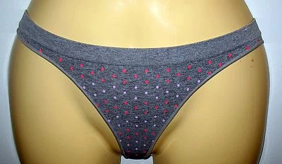 XHILARATION - NUEVO - X PEQUEÑO - GRIS ROSA LUNARES - BRAGUITA TANGA ELÁSTICA  Foto 1 de 2