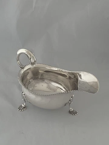 IRISH Sterling Silver GRAVY BOAT 1909 Dublin Edwardian Antique Silver Sauce Boat Cover