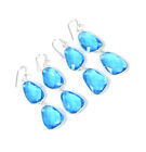 Wholesale 2pr 925 Solid Sterling Silver Cut Blue Quartz Hook Earring Lot B