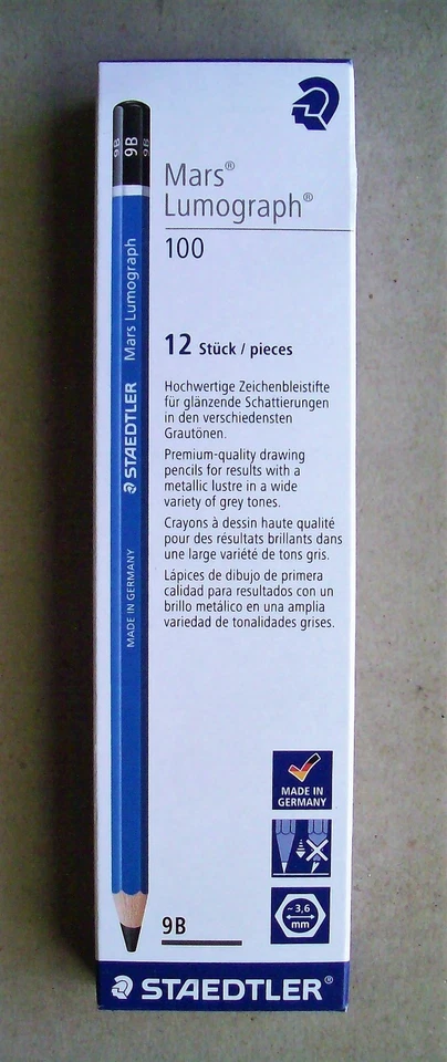 12 Staedtler Mars Lumograph 100 Pencils 9H 9B - Image 1 of 1
