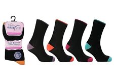 12 PAIRS Ladies Assorted Coloured Heel & Toe Cotton Socks - Size 4-8