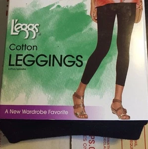 Leggs Cotton Spandex Black Leggings (NOT cropped) Size L 12-14 NEW - Picture 1 of 2