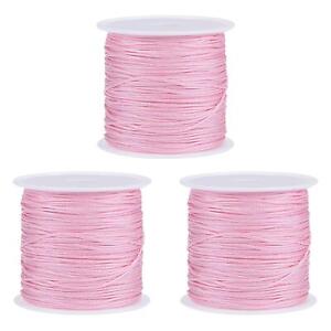 Nylon Cord DIY Making Satin String Craft Wire 147ft, Light Pink, 3Pcs