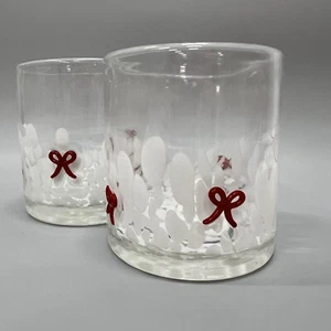 NEW Anthropologie Dupe RED BOW Icon Juice Glass Whiskey Cups Viral SET OF 2 - Picture 1 of 3