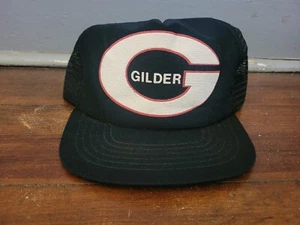 Vintage USA Made Black Mesh Snapback Trucker Hat Gilder Big "G" - Picture 1 of 5