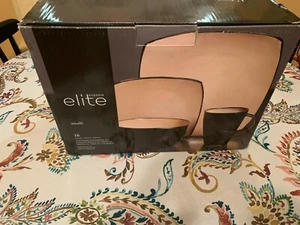 Elite Gibson Amalfi 16 Piece Stoneware Dinnerware Set in Taupe - Picture 1 of 4